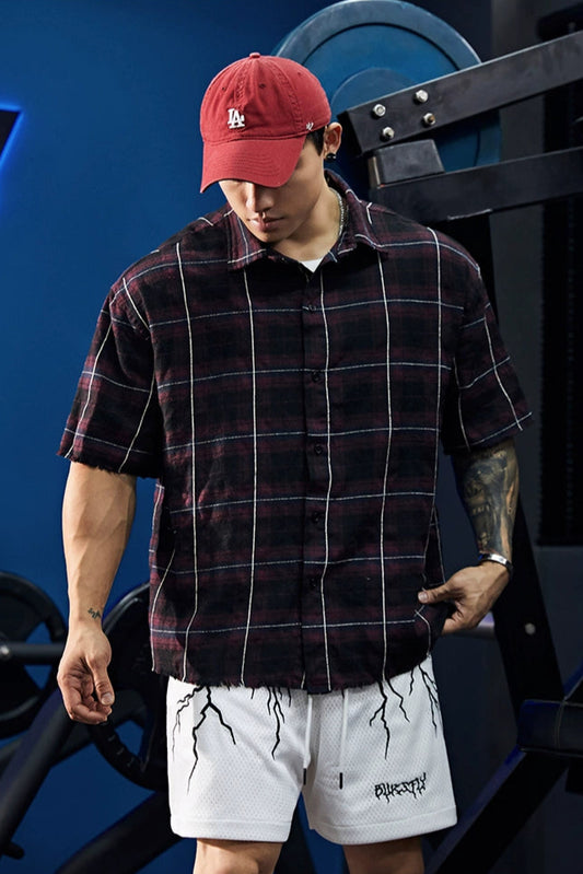 Street Grid Loose Shirt  #BF098