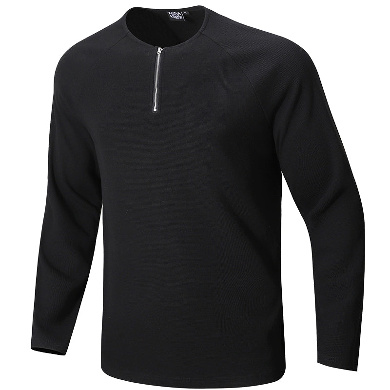 Grain Texture Half-Zip Top  #MD109