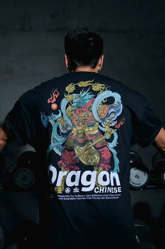 Dragon Art Loose T-shirt  #MD007