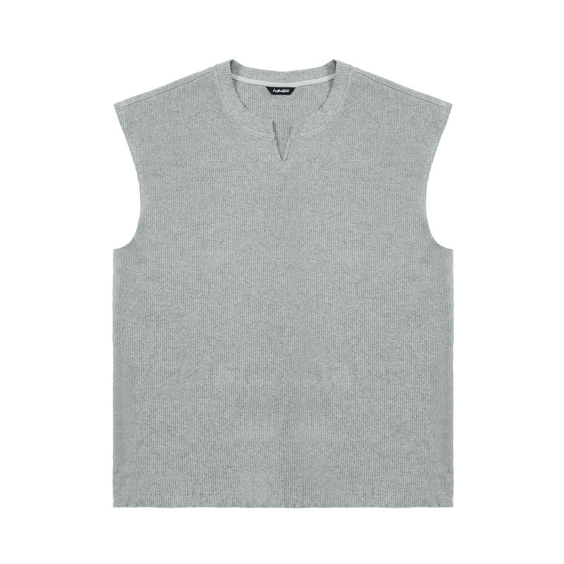 Waffle Knit V-Neck Sleeveless  #LM040
