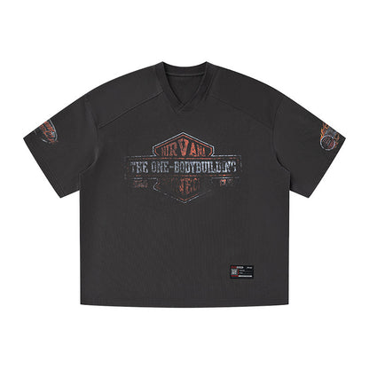 Oversized V-Neck Vintage T-Shirt  #TK038
