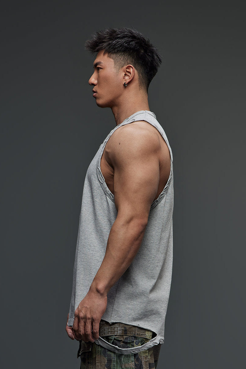Distressed Fit Tank Top  #TK003
