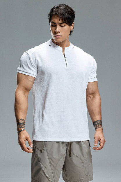EdgeFit Quarter-Zip Waffle Top  #MD084