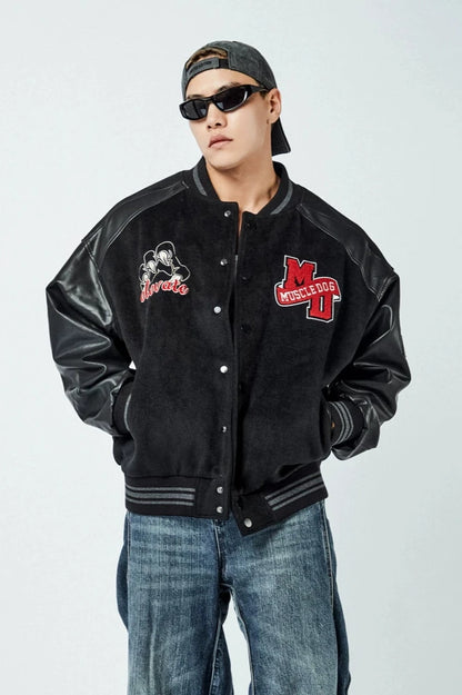 Back logo patchwork stadium jacket  #MD022