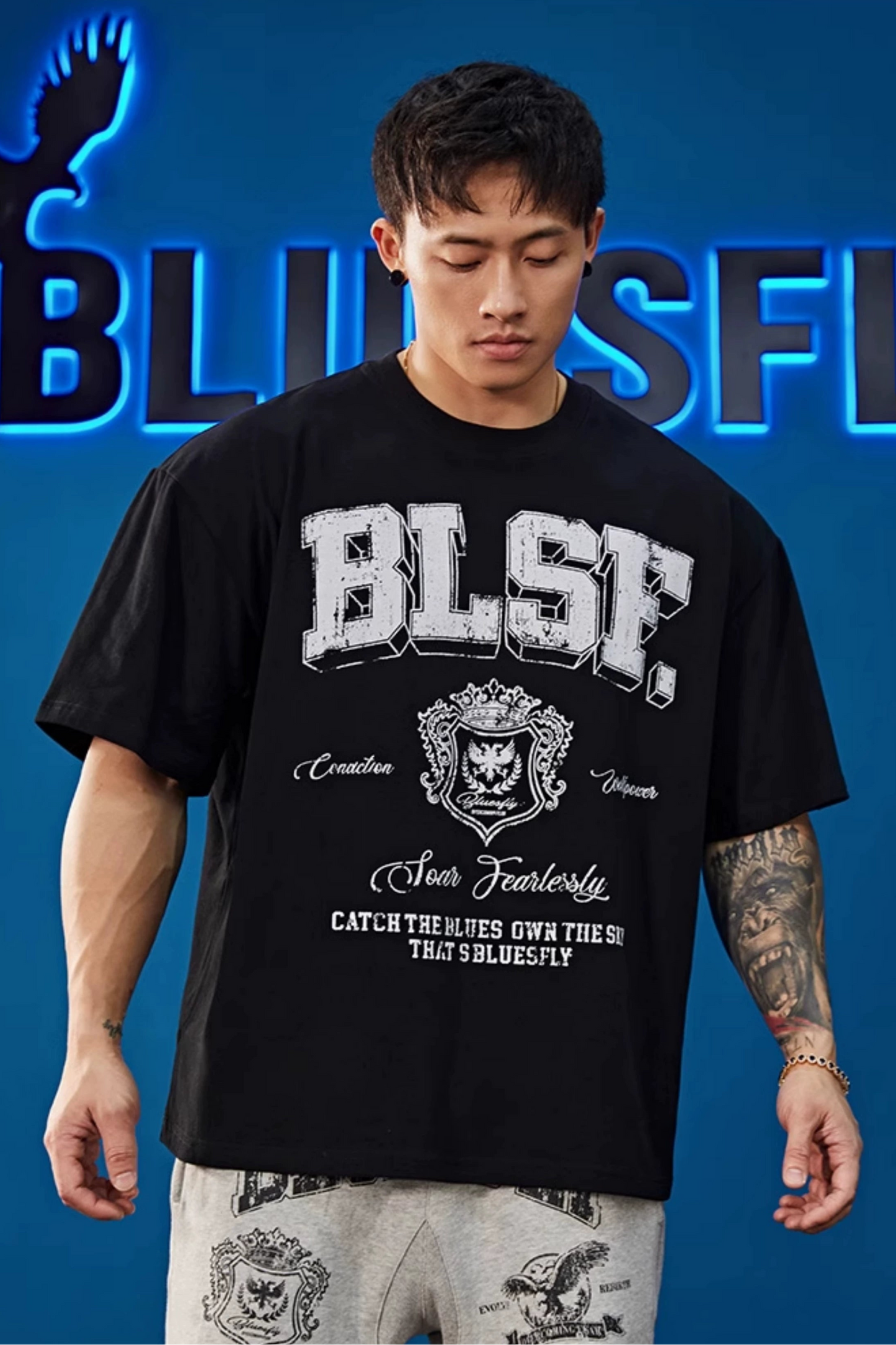 Retro Emblem Print T-Shirt  #BF092