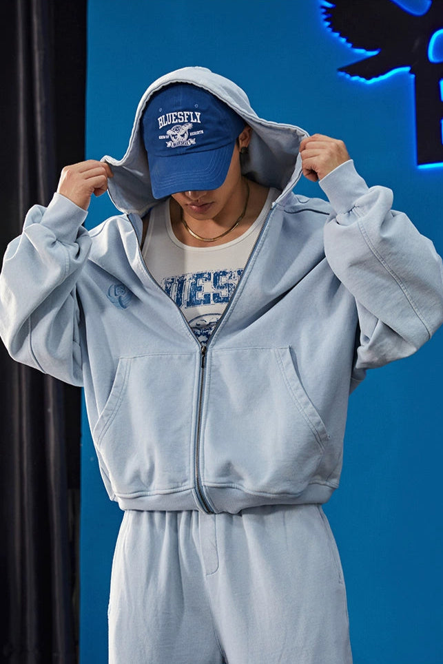 Heavy Wash Zip Hoodie  #BF107