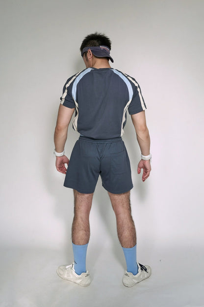 Color-Blocked Double Belt Shorts  #YG003