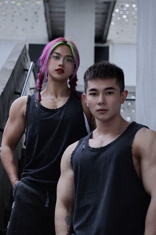 Distressed Power Tank Top  #TK002