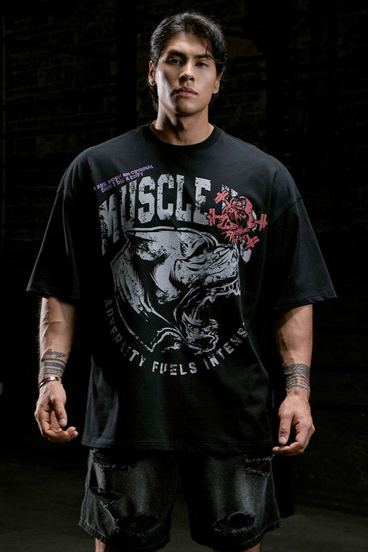Frosted Bulldog Print T-Shirt  #MD100
