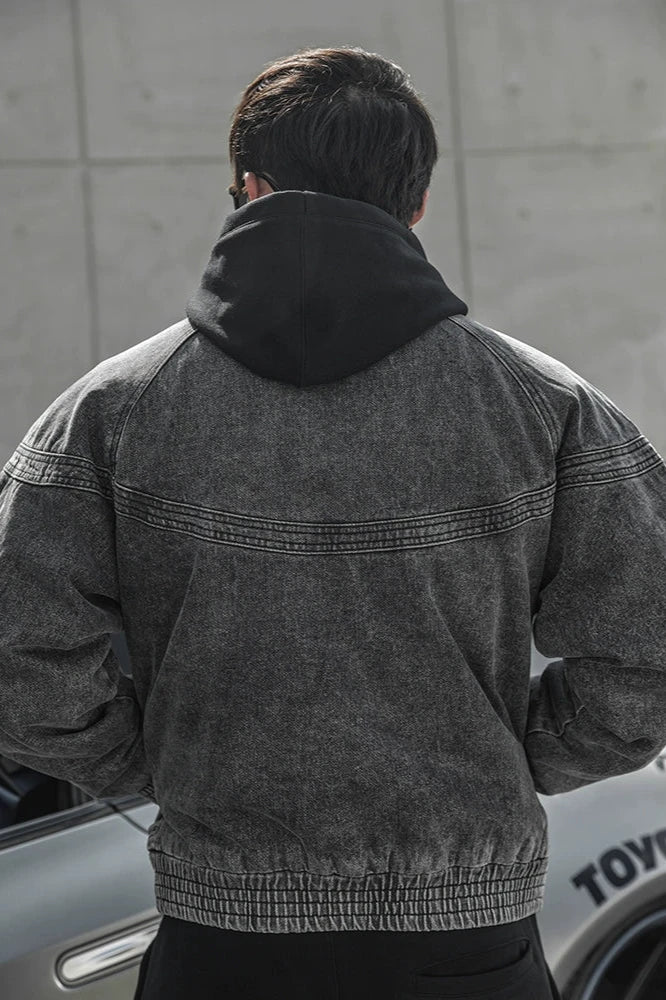 Gray Denim Loose Jacket  #BF028