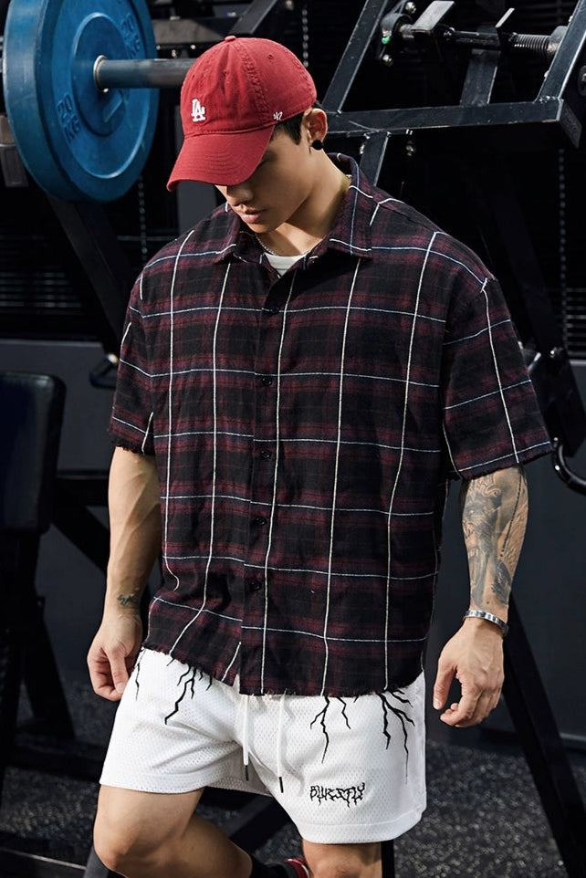 Street Grid Loose Shirt  #BF098
