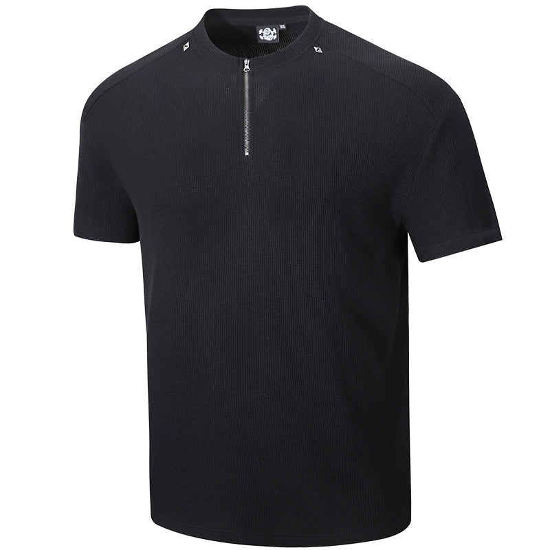 EdgeFit Quarter-Zip Waffle Top  #MD084