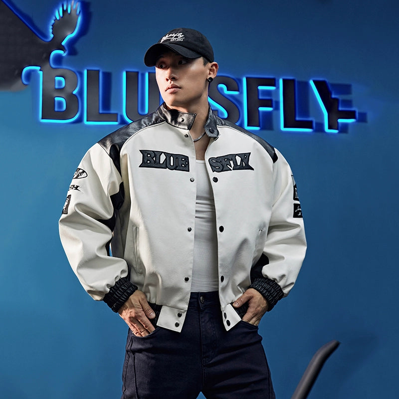 Monochrome Faux Leather Jacket  #BF020