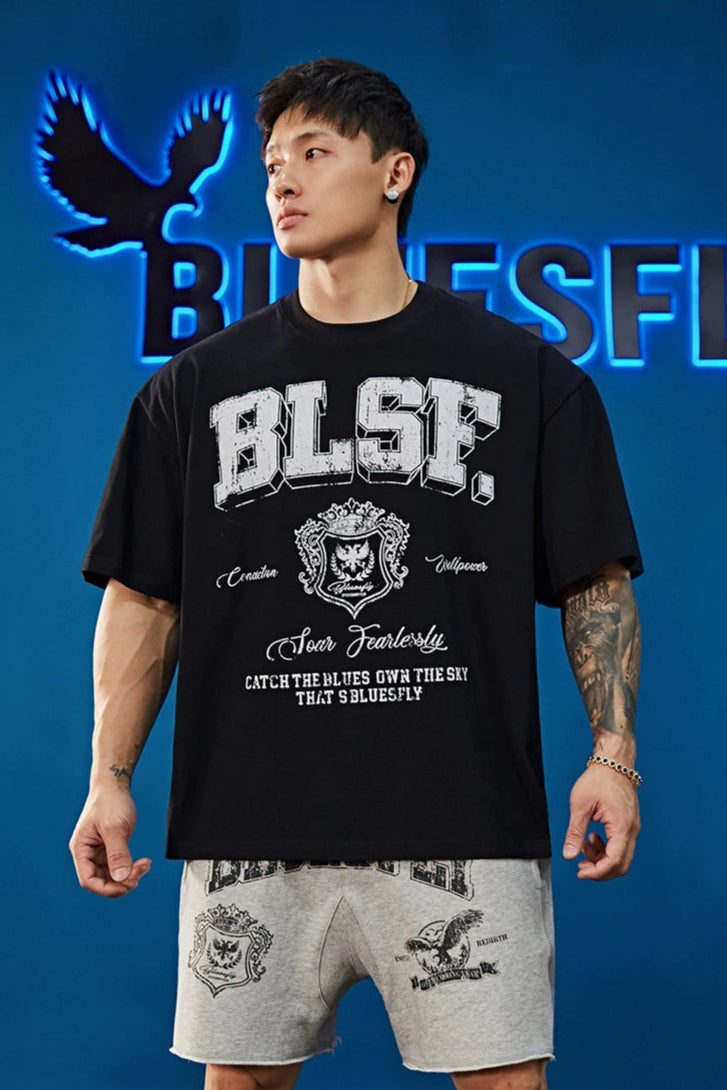 Retro Emblem Print T-Shirt  #BF092