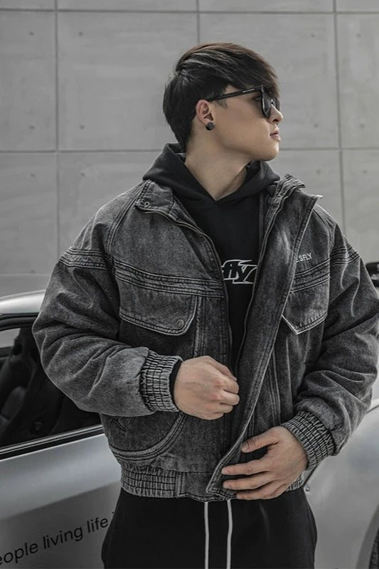 Gray Denim Loose Jacket  #BF028