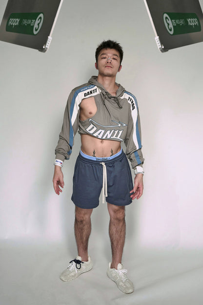 Color-Blocked Double Belt Shorts  #YG003