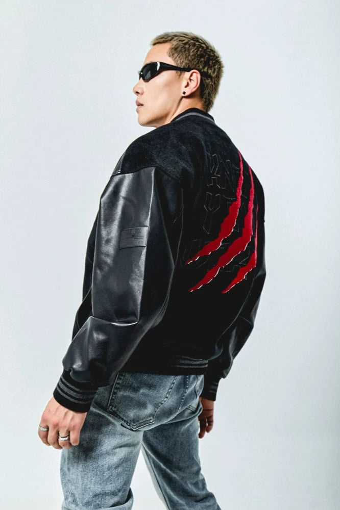 Back logo patchwork stadium jacket  #MD022