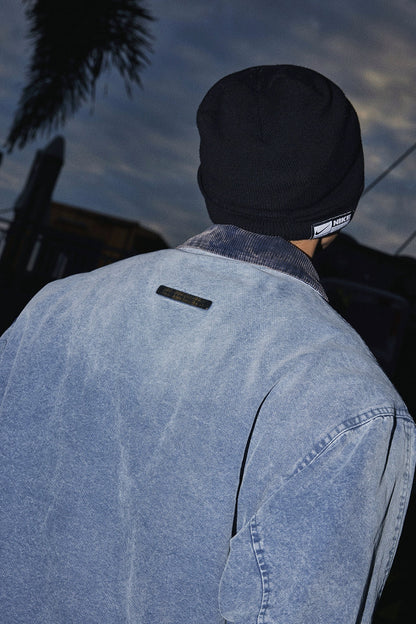 Contrast Collar Denim Blouson  #PM018