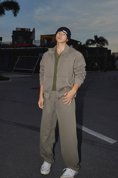 Solid Zip-Up Sweat Set  #PM016
