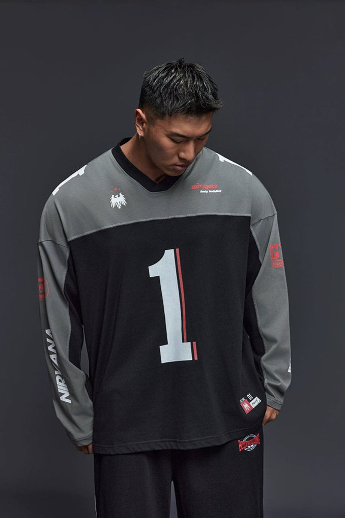 Oversize Number Long Tee  #TK032