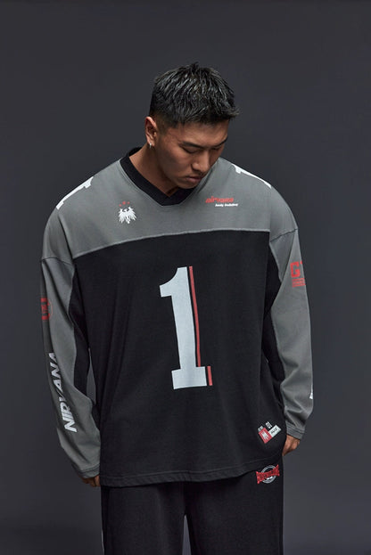 Oversize Number Long Tee  #TK032