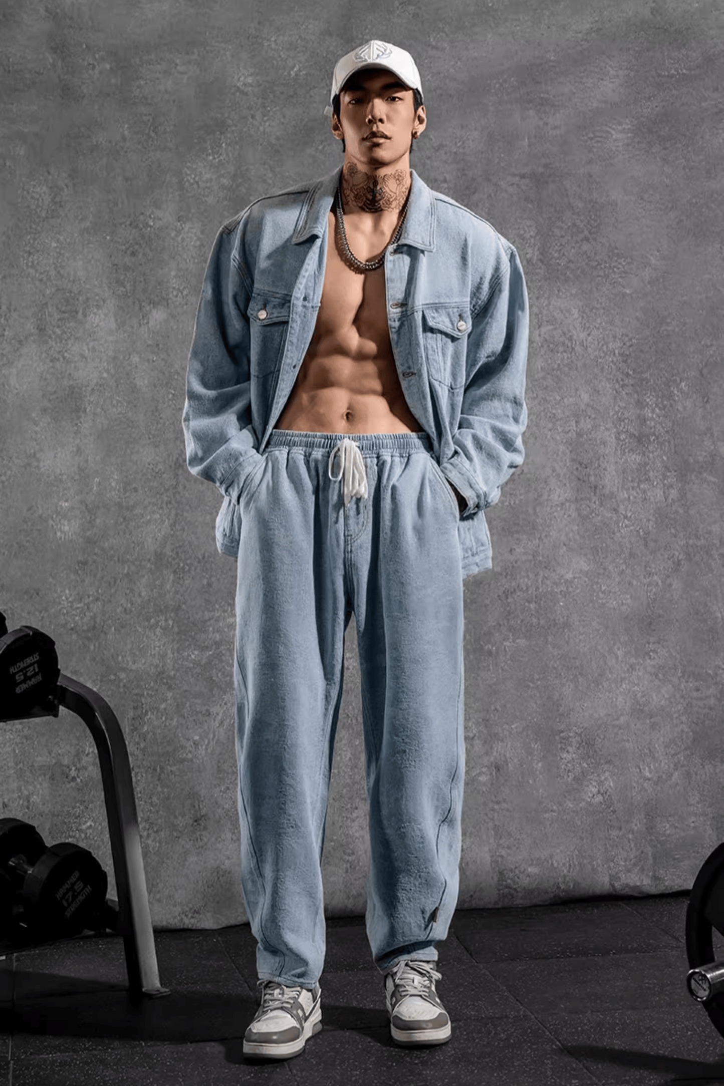 Textured Chill Denim Joggers  #LM035