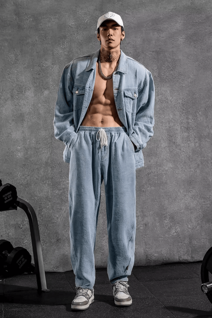 Textured Chill Denim Joggers  #LM035