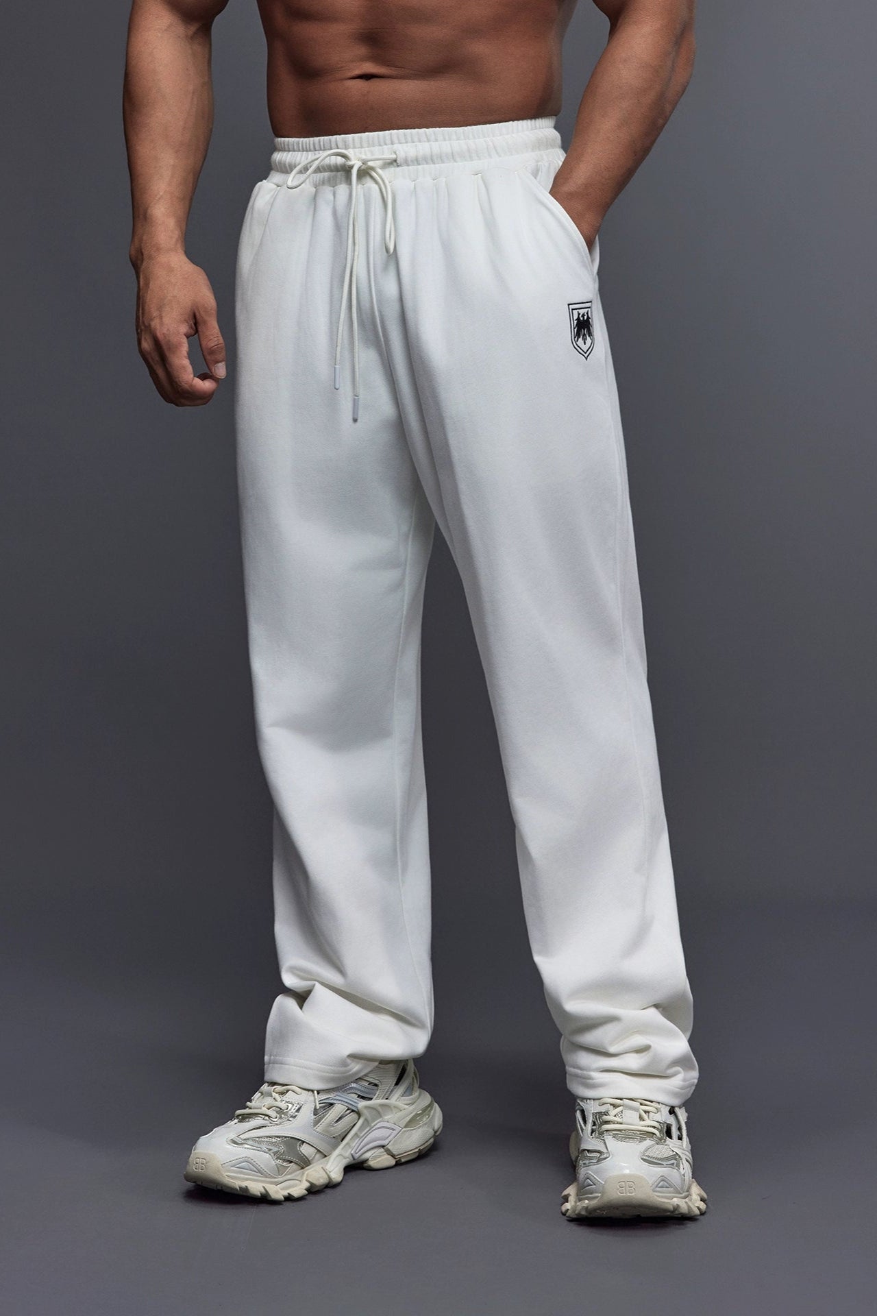 Shield Emblem Wide Sweatpants  #TK030