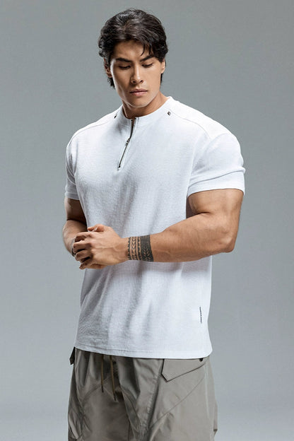 EdgeFit Quarter-Zip Waffle Top  #MD084