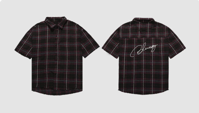 Street Grid Loose Shirt  #BF098