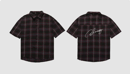 Street Grid Loose Shirt  #BF098