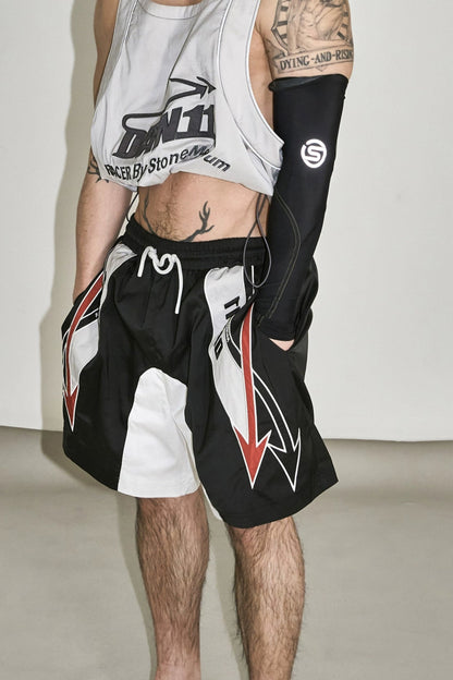 Black Patch Embroidery Shorts  #YG005