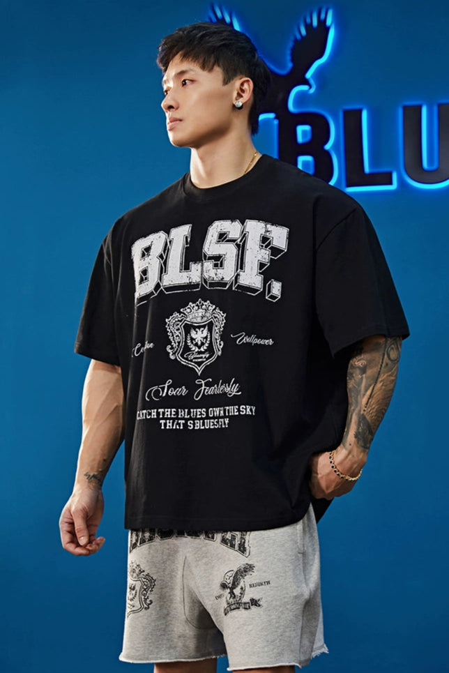 Retro Emblem Print T-Shirt  #BF092