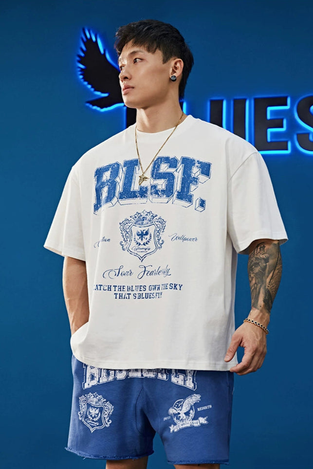 Retro Emblem Print T-Shirt  #BF092