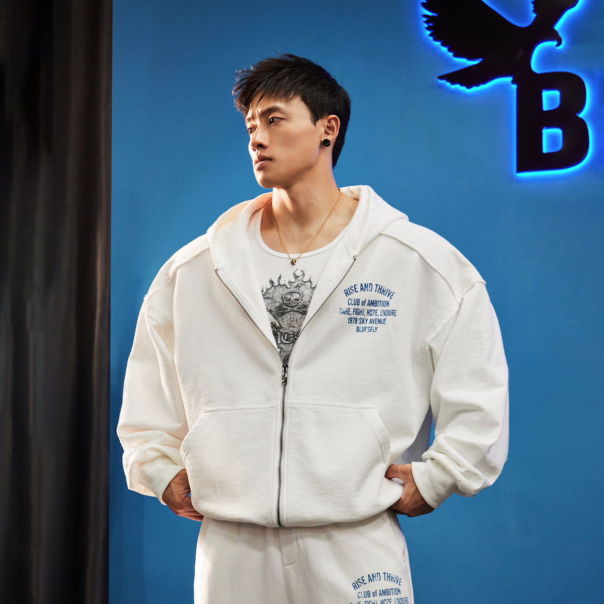 Oversized Washed Zip Hoodie  #BF169