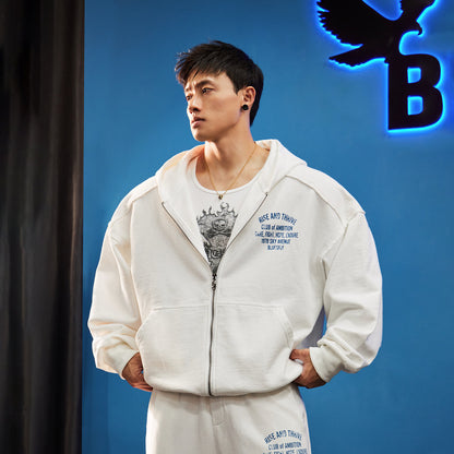Oversized Washed Zip Hoodie  #BF169