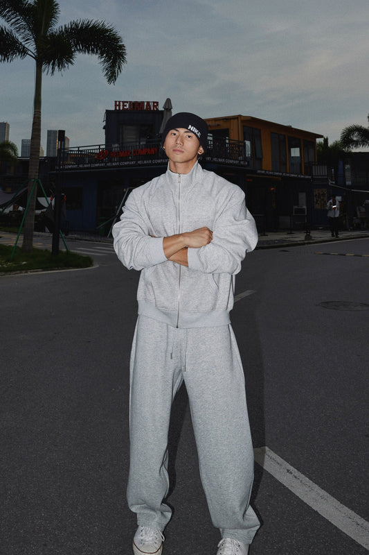 Solid Zip-Up Sweat Set  #PM016