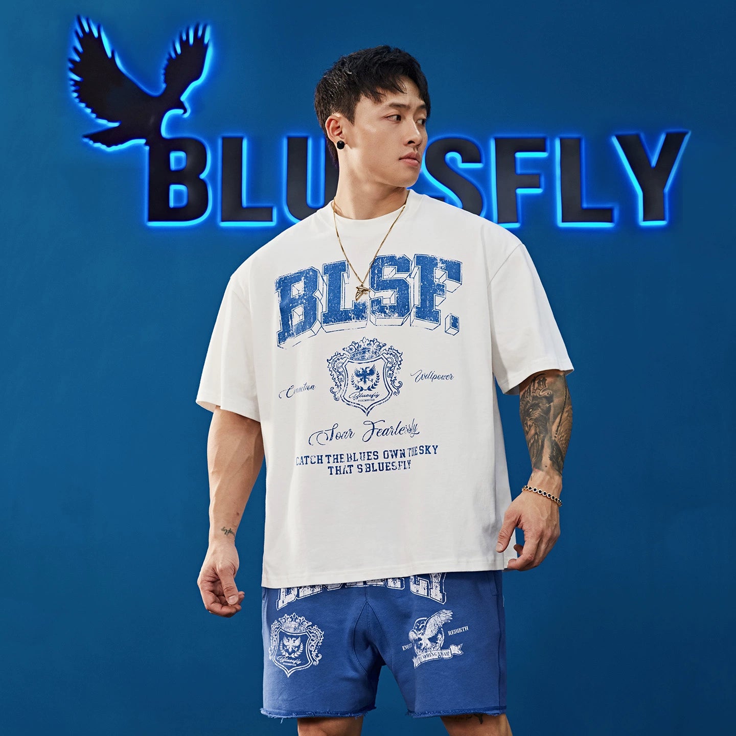 Retro Emblem Print T-Shirt  #BF092