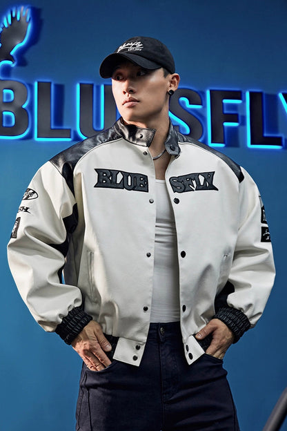 Monochrome Faux Leather Jacket  #BF020