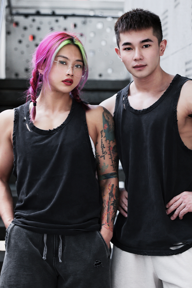 Distressed Power Tank Top  #TK002