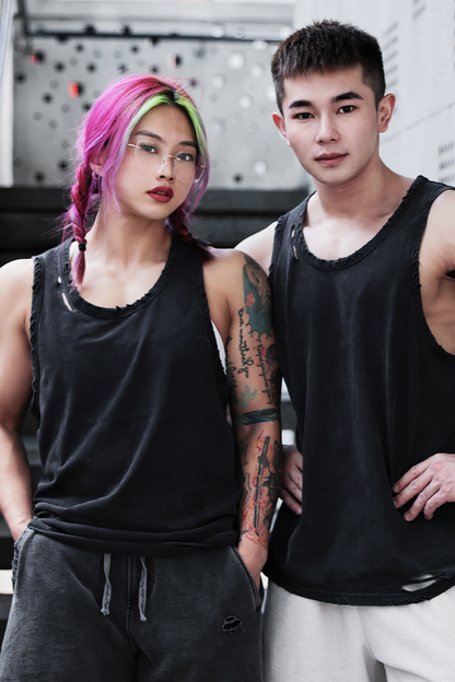 Distressed Power Tank Top  #TK002