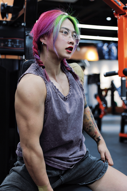 Distressed Power Tank Top  #TK002