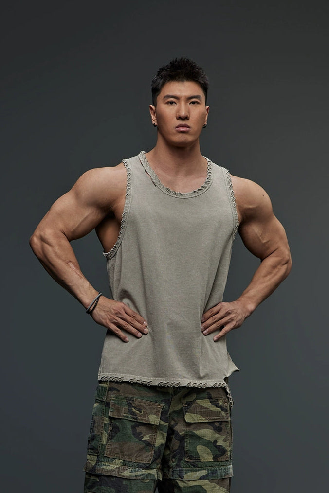 Distressed Fit Tank Top  #TK003