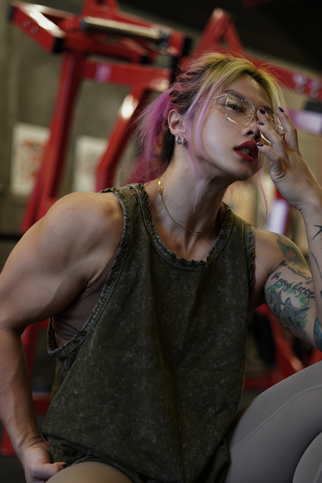 Distressed Power Tank Top  #TK002