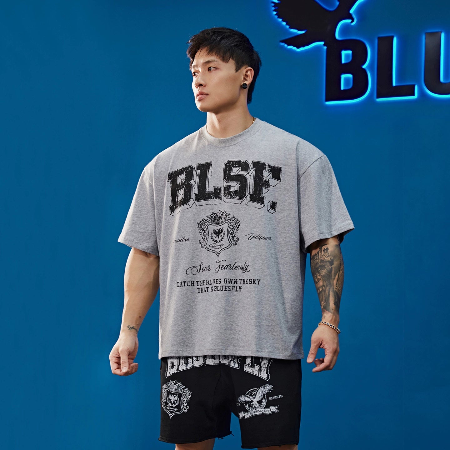 Retro Emblem Print T-Shirt  #BF092