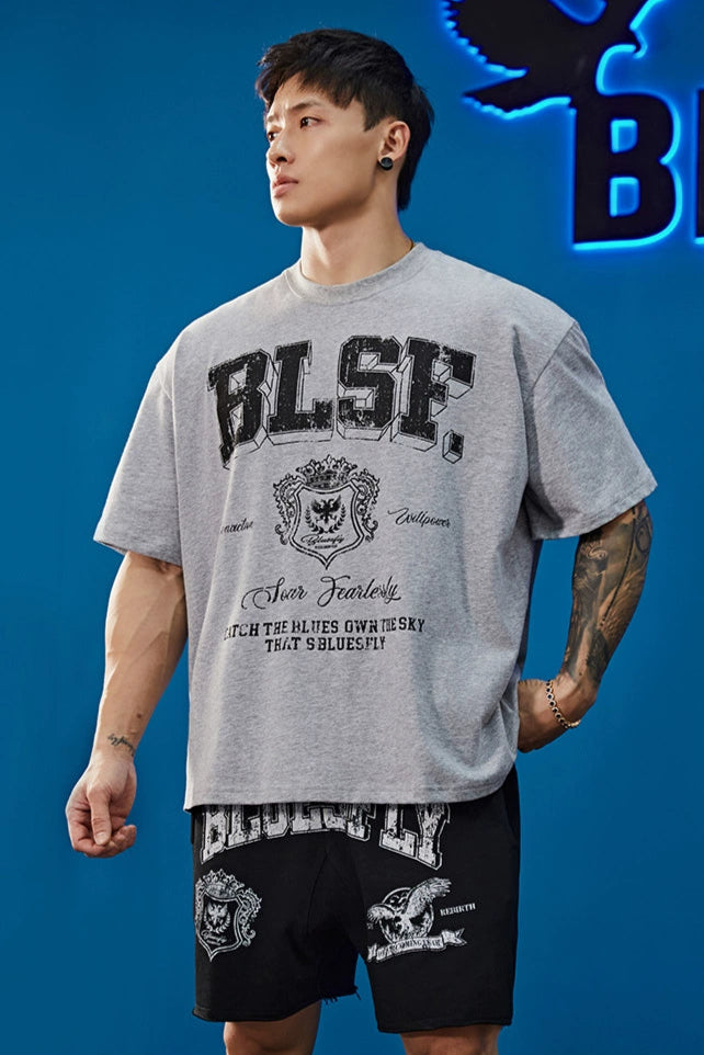 Retro Emblem Print T-Shirt  #BF092