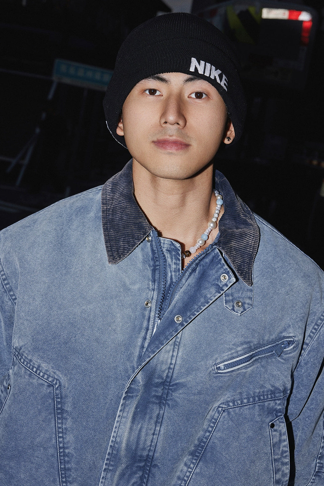 Contrast Collar Denim Blouson  #PM018