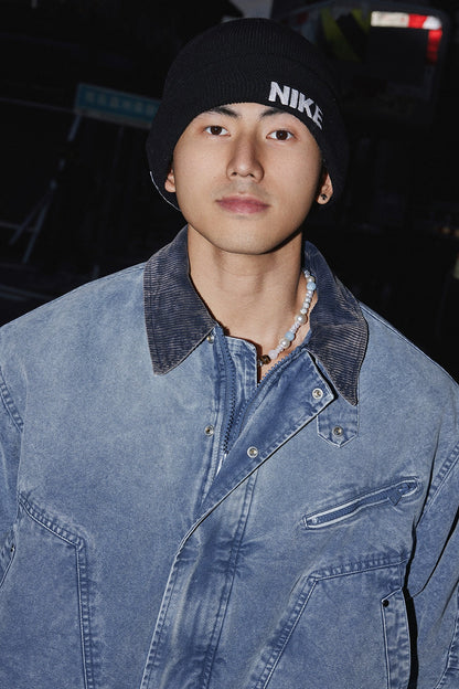 Contrast Collar Denim Blouson  #PM018