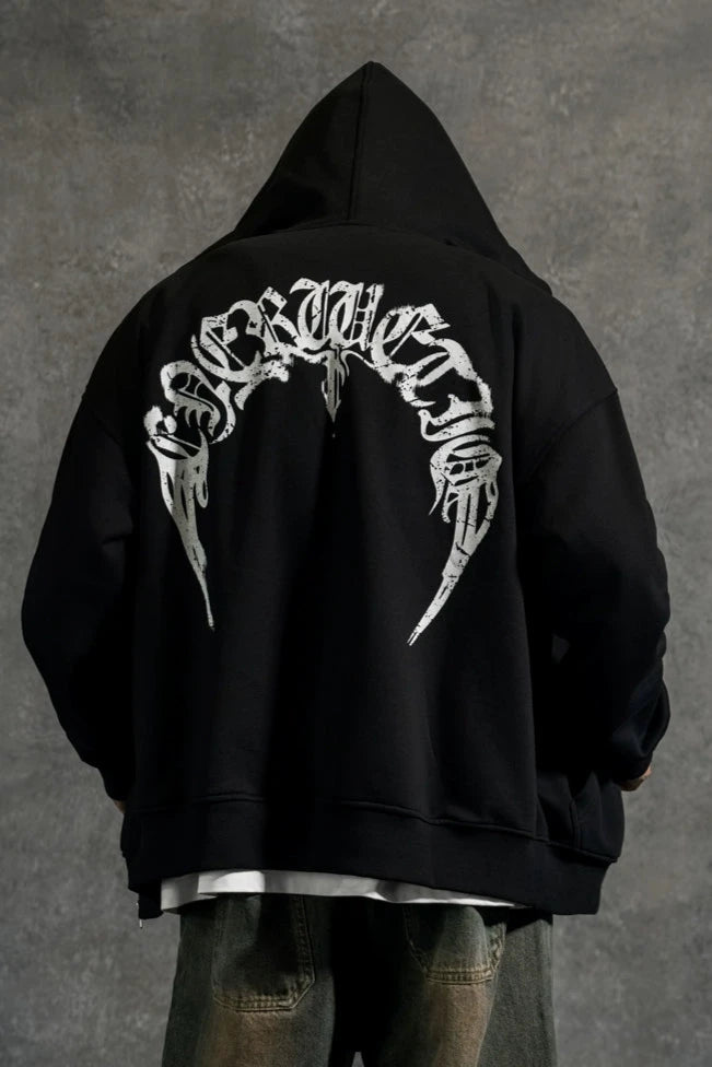 Back printed zip up hoodie  #LM003